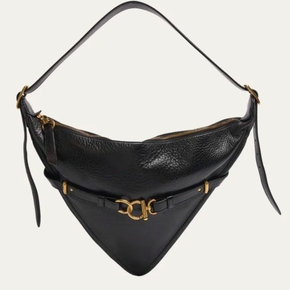 Chloe Handbags - Chloé Black Leather Triangular Crossbody Bag with Gold Hardware (Rare)